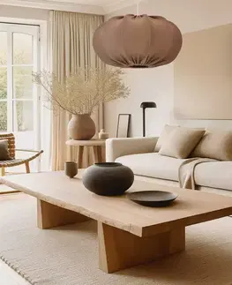 Skandinávská závěsná lampa CAFEE' s moka hnědým stínidlem 52 cm - minimalistické stropní osvětlení v japonském stylu E27