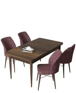 Dining Table & Chairs Set (5 Pieces) Arp - Baroque, Dusty Rose