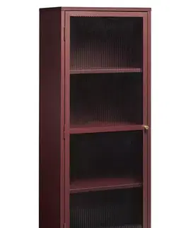 Estila Knihovna Farver, cihlově červená/sklo, 160 cm