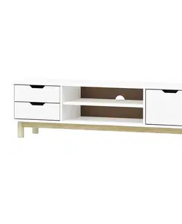 TV stolek 1 dveře + 2 zásuvky BONITO 2 bílý lak