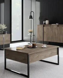 Living Room Furniture Set Luxe - Walnut, Black
