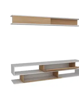 TV stěna / Sestava pod TV Sims - White, Teak