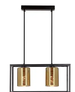 Závěsná lampa LURI 2x40W E27 černá se zlatými stínidly, moderní stropní svítidlo do obývacího pokoje a kuchyně, loftový styl, elegantní minimalismus