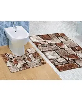 Bellatex Sada koupelnových předložek Kamenná dlažba 3D, 60 x 100 cm, 60 x 50 cm 