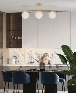 Stropní lampa AMADEO mosazná 3x40W E14 bílé stínidlo