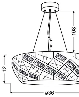 LED závěsná lampa bílá kulatá s krystaly 24W Glance