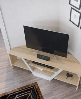 TV stolek Sares - Oak, White