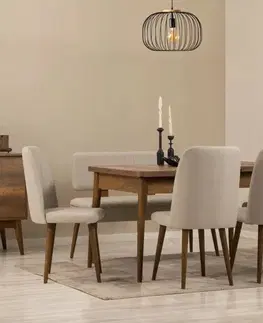 Jídelní set s rozkládacím stolem a židlemi (6 kusů) Vina - Walnut, Cream