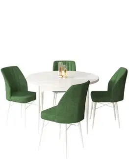 Dining Table & Chairs Set (5 Pieces) Rox - White, Khaki