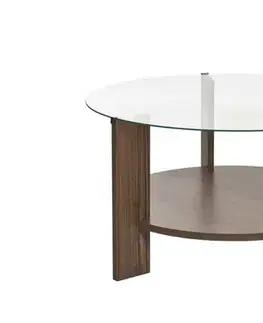 Konferenční stolek Clara - Walnut, Transparent