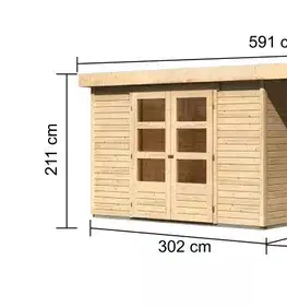 Dřevěný zahradní domek ASKOLA 5 s přístavkem 280 Lanitplast