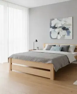 Drewmax Manželská postel - masiv LK190 | buk 140 x 200 cm Moření: Olše - skladová zásoba 1 ks