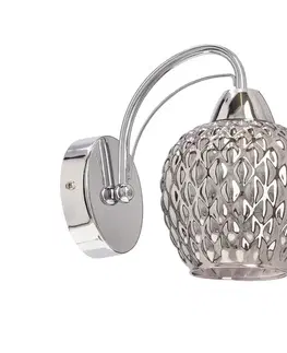 TOBIAS chromová nástěnná lampa 1x40W E27 kouřové stínidlo