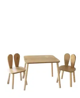 Kid's Table Set Bunny Two Chair Set - Brown