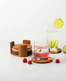 Podložky ve stojanu set 7 ks o 11,8 cm – FLOW Wooden - 593717
