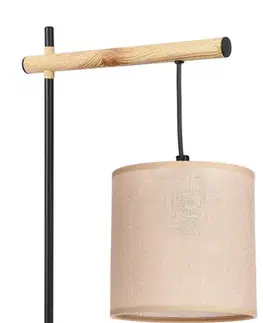 Kombinovaná stolní lampa černá 1x60W E27 béžové stínidlo