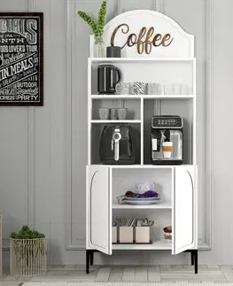 Coffee Bar Cabinet Lyon 80 - White, Black