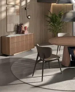 Estila Luxusní designová jídelní sestava Vita Naturale v ořechovém hnědém provedení s šedými a béžovými akcenty