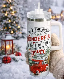 Vánoční termohrnek Merry Christmas 1,2 l, bílá