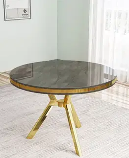 Jídelní stůl Mos - Anthracite, Gold