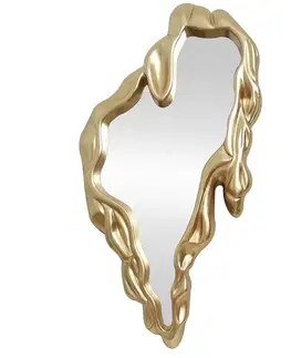 Estila Glamour zlaté asymetrické nástěnné zrcadlo Rubia s trojrozměrným lesklým rámem v rozehřátém designu 150 cm