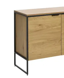 Estila Příborník Holstebro, světlý dub/černý kov, 105 cm
