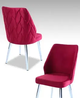 Sada židlí (4 kusy) Pufi - Claret Red, Chrome