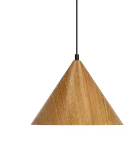 Závěsná lampa Dunca 25, černá, 1x40, E27, stínidlo ze světlého dubu