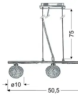 Závěsná lampa chromovaná skleněná koule v opletení 3x40W Wind