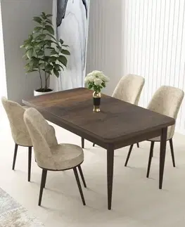 Dining Table & Chairs Set (5 Pieces) Nil - Baroque, Cream