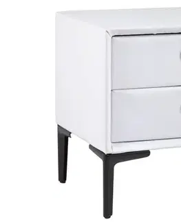 Estila Moderní čalouněný bílý noční stolek Everson se sametovým potahem a dvěma zásuvkami 45 cm
