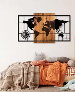 Dekorativní dřevěný doplněk na zeď World Map 1-L