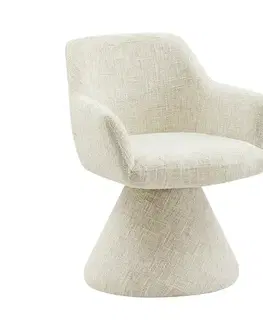 Estila Designová moderní otočná jídelní židle Sonu s bočními opěrkami s celoplošným žinylkovým potahem v béžové barvě 80 cm