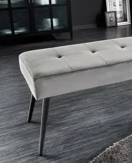 Estila Stylová šedá lavice Soreli v moderním sametovém provedení 100cm