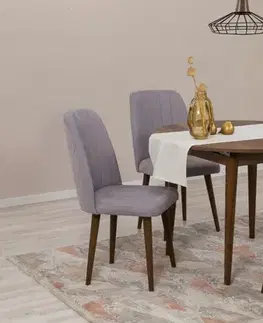 Jídelní set s rozkládacím stolem a židlemi (5 kusů) Vina 0701 - Walnut, Grey