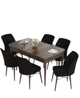 Extendable Dining Table & Chairs Set (7 Pieces) Eva - Baroque, Black
