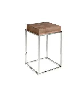 Estila Designový příruční stolek Forma Moderna s chromovou podstavou 61cm