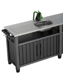 Zahradní stůl / skříň s dřezem UNITY CHEF 415L grafit Keter