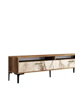 TV stolek Istanbul 2 - Walnut White Marble