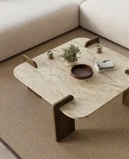 Konferenční stolek Asha Medium - Travertine, ořech