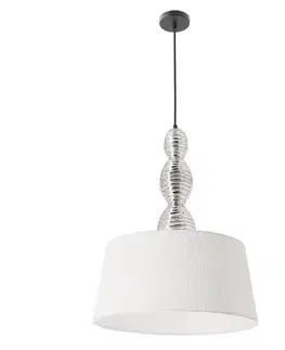 Stříbrná závěsná lampa RAKLI E27 1x60W s bílým stínidlem, moderní do obývacího pokoje, ložnice, kuchyně, jídelny, stropní osvětlení