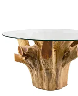 Estila Stylový konferenční stolek Remm z masivního kořene ve světle hnědé barvě 80 cm