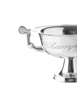 Estila Vintage kulatá stříbrná kovová nádoba Champagne s chromovým lesklým povrchem s gravírovaným nápisem a bočními úchyty 65 cm