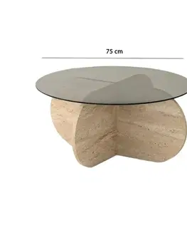 Konferenční stolek Bubble Travertine s tmavým sklem