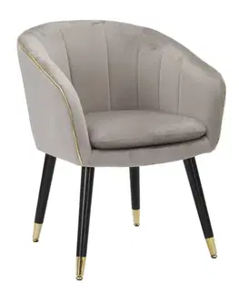 Estila Designová glamour jídelní židle Aurelle s potahem v šedé barvě se zlatým prošíváním 78 cm