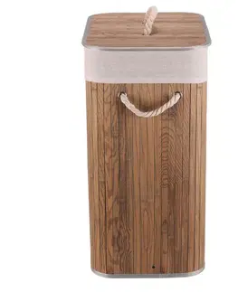 Bambusový prádelní koš s víkem ZEN, hnědá