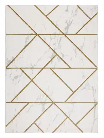 Dywany Łuszczów, Kusový koberec Emerald geometric 1012 cream and gold, 80x150, bílá, kancelář