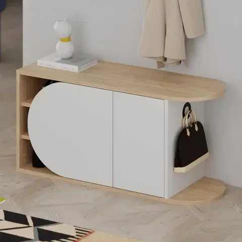 Botník Nova Shoe Bench - Oak, White