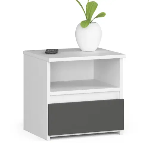 Ak furniture Noční stolek CL1 bílý/grafitově šedý