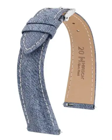 Řemínek Hirsch Fibre Plant - světle modrý - 19 mm - L – Standardní délka - 16 mm - Stříbrná